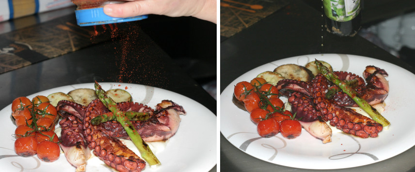 Echando pimentón y aceite