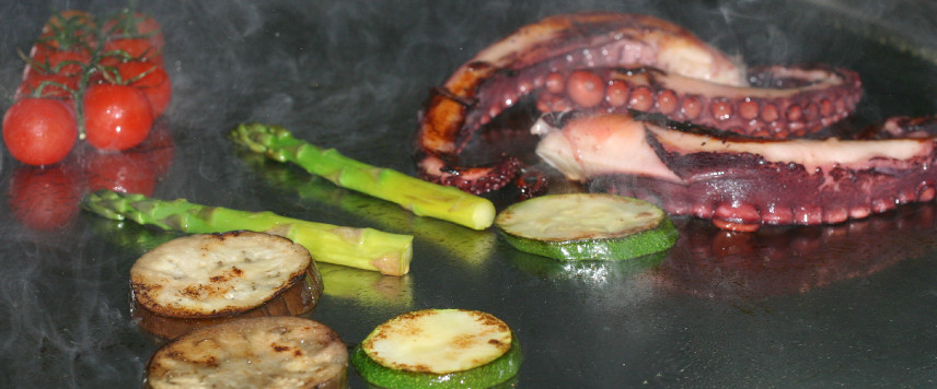 Pulpo y verduras a la plancha