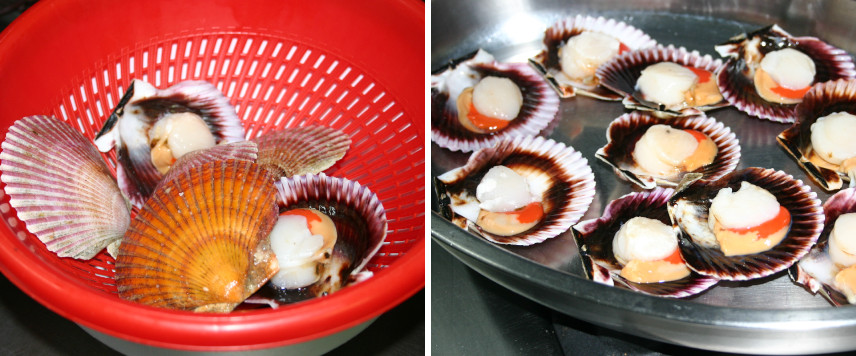 Zamburiñas limpiar y secar