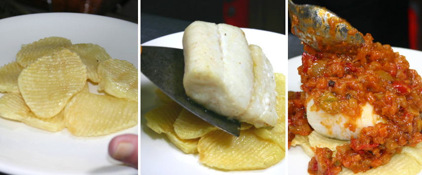 Emplatado Bacalao con pisto