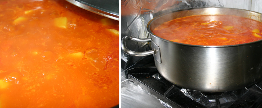 Cociendo a fuego lento el guiso de pulpo